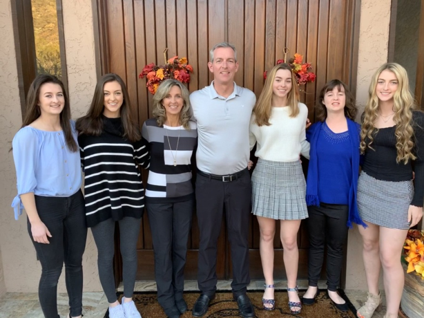 L-R: Megan '16, Julianne '17, Carolyn, Mike, Katie '20, Kelly (ACES), Bridget ’22